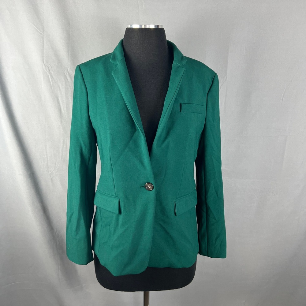 J.crew Regent Blazer Jacket Womens 6 Petite Green Single Breasted Office Wear